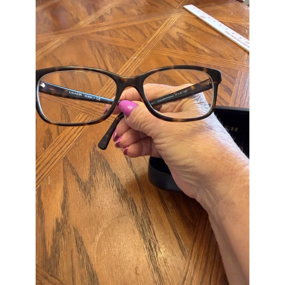 Coach Eyeglasses Frames HC6089 5120 Dark Tortoise Square Full Rim With Case